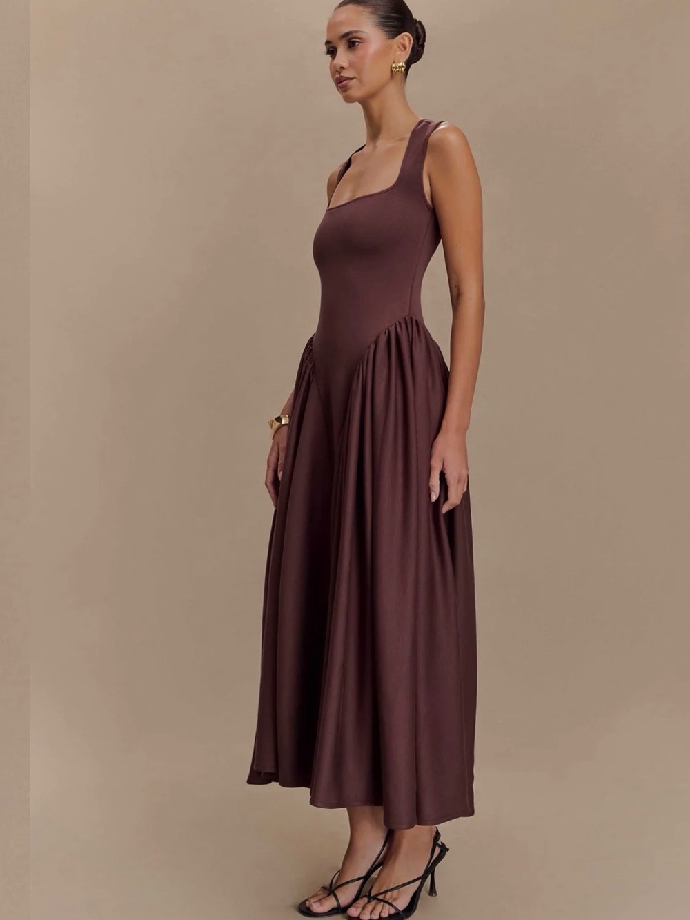 Meshki Sharon Scuba dress in Cacao Brown